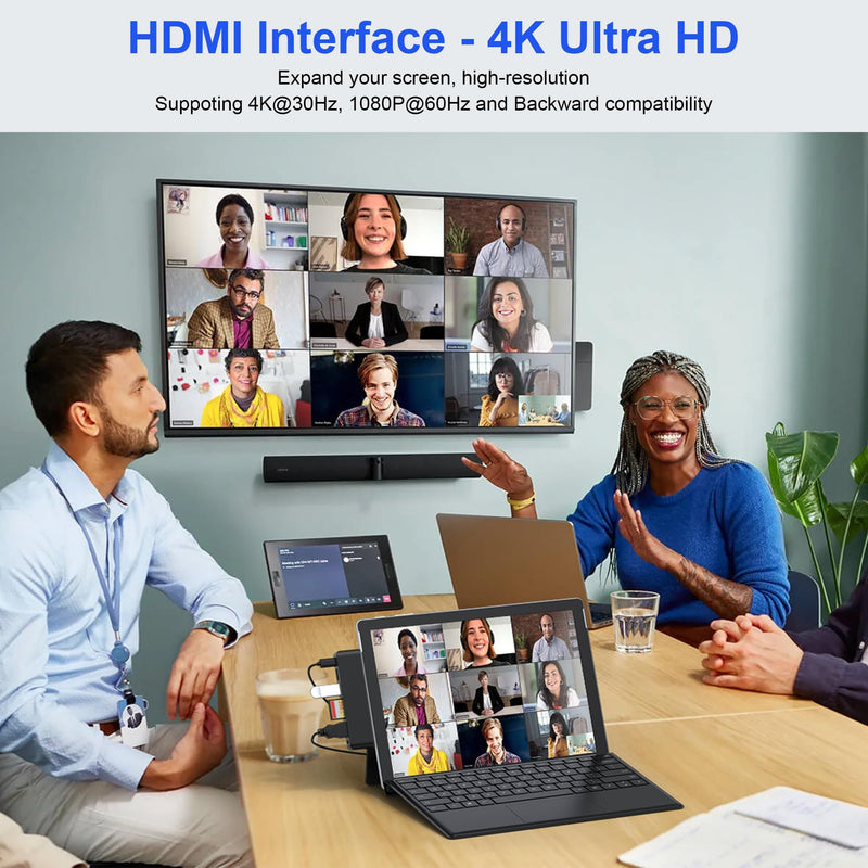 Surface Pro 11/10/9 Accessories Docking Station & Adapter - 7-in-1 USB-C Hub for Dual Monitor, with 4K HDMI, USB C Thunderbolt 4 (8K@30Hz/40Gbps/100W PD), 2 USB 3.0, SD/TF Card Reader & 3.5mm Audio Black