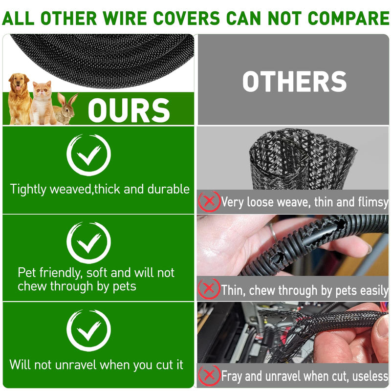 Heat Resistant Wire Loom Automotive Cable Management Sleeves 35ft-1/2inch Split Wiring Loom Harness Wire Organizer, High-Temperature Heavy Duty Auto Wrap Cord Protectors from Pets No Chew, Black 1/2"-35Feet