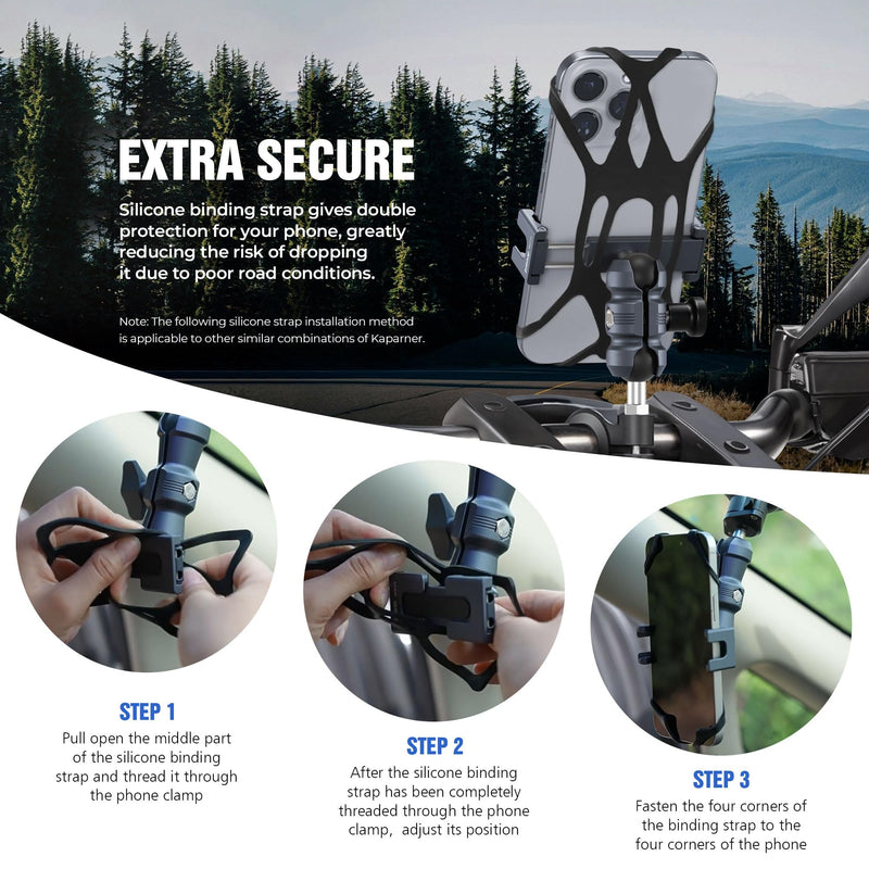 Anti-Theft Phone Holder Kit, with M8 Screw for Mirror Install, 25mm Ball Head & Seat Short Bar Double Socket Arm, 360° Adjustable Motorcycle Phone Mount, for Tricycle/ATVs (KPS-05) KPS-05-25mm/1 Inch Ball-M8 Screw-Mirrors Install