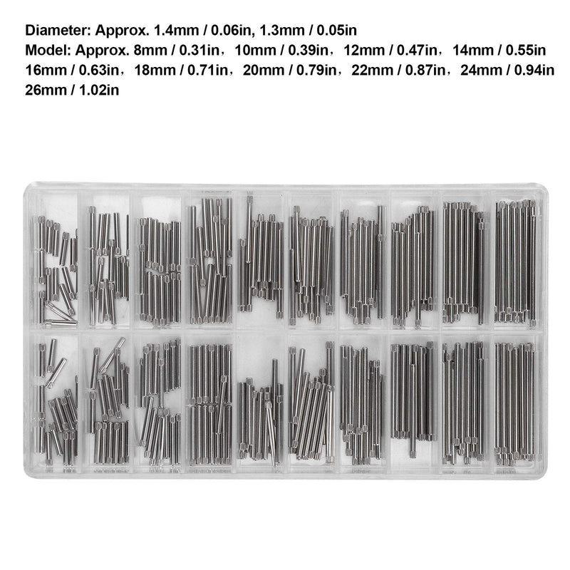 1.3Mm/1.4Mm 8‑26Mm Stainless Steel Watch Band Pins, Watch Band Link Cotter Pins Spring Bars Tools, 300Pcs Watch Bracelet Pin Friction Assortment Watch Repairing Accessories