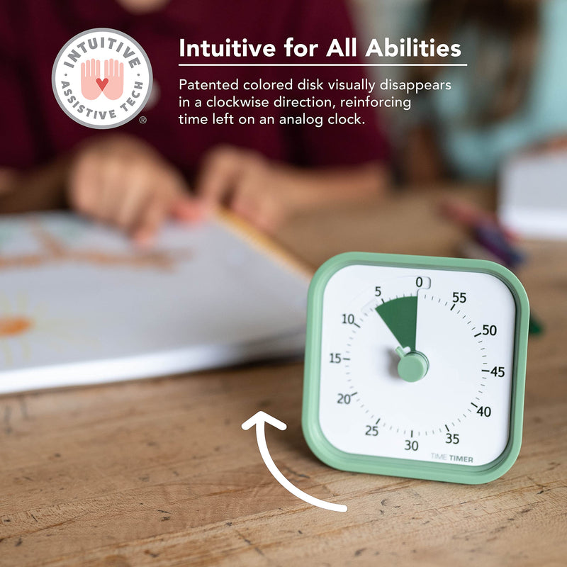 TIME TIMER Home MOD - 60 Minute Kids Visual Timer Home Edition - for Homeschool Supplies Study Tool, Timer for Kids Desk, Office Desk and Meetings with Silent Operation (Fern Green) Fern Green