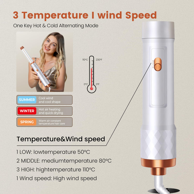 Hair Styler 5 in 1 Magic Styler, Air Styler Set with Curl Straighten, Volumise, Smooth and Drying for Styling, Hot Air Styler for All Hair Type/Length Gold