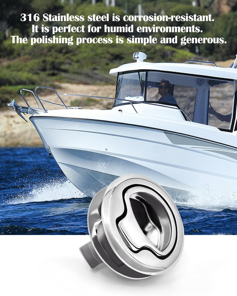 Boat Slam Latch 2" Lift Handle Lock Marine Full Stainless Steel Door Port Pull Latch Lift Ring 316 SS Boat Hatch, Fireproof & Rust-Proof for Ships, Yachts, Sailboats 2pk