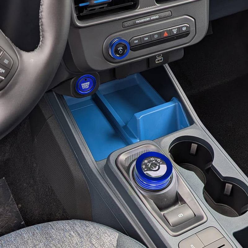 for Ford Maverick 2025 Accessories Interior Decor Gear Shift 4WD Engine Start Stop Headlight Volume Radio Control Switch Center Consoles Knob Cover 5Pcs Aluminum Alloy (Blue, 2025-Up) Blue