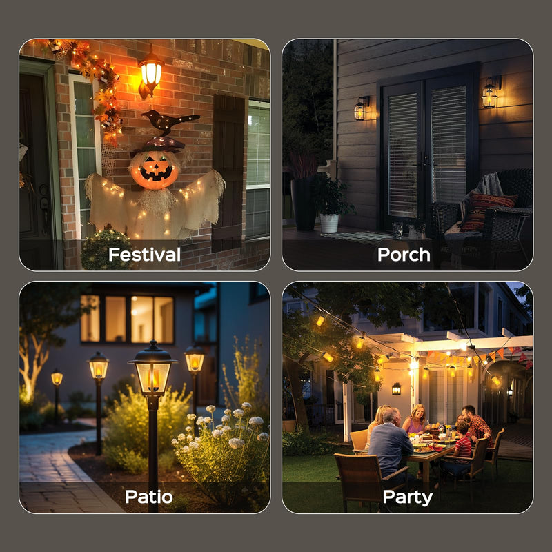 Hompavo Gen2 LED Flame Light Bulbs, Like Real Fire 4-Mode Flickering Light Bulbs with Upside Down Effect, E26 Flame Bulb for Halloween Christmas Party Patio Porch Home Indoor & Outdoor Decorations, 4 4 Pack
