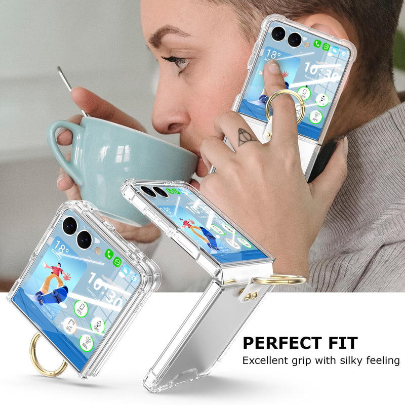 Designed for Samsung Galaxy Z Flip 8 Case Clear with Ring | Anti-Fall Shockproof Protective Phone Cover Case for Z Flip 8 Case 5 G Clear