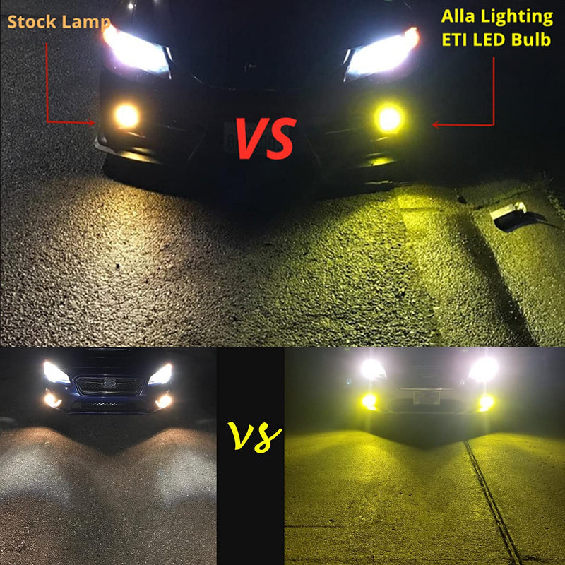 Alla Lighting 3800lm H8 H11 LED Bulbs H16, 3000k Gold Yellow Fog Lights High Illumination ETI 56-SMD Xtreme Super Bright Lamp Replacement