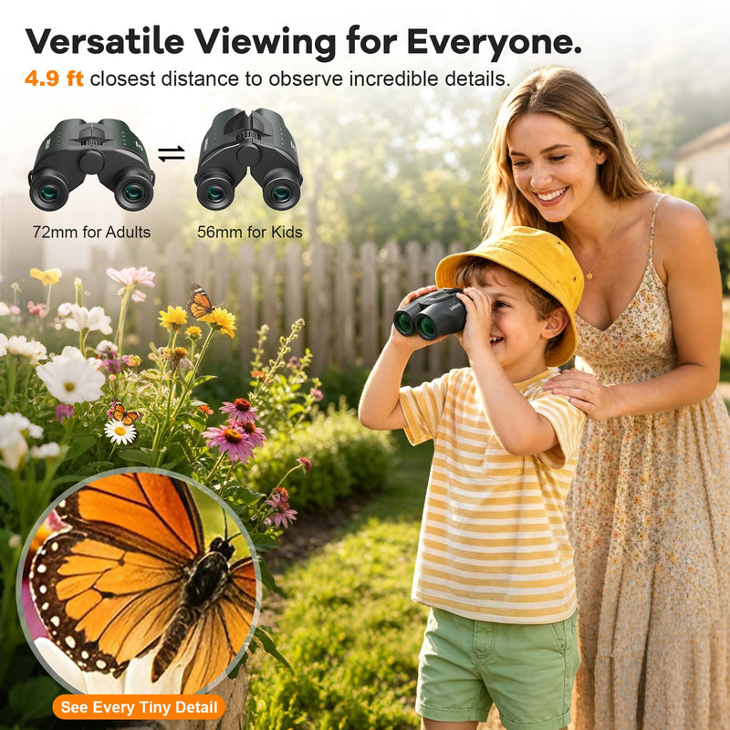 25x32 Compact Binoculars for Adults Kids - High Powered Lightweight Small Porro Binoculars with BAK4 Prism FMC Lens - Clear Vision for Bird Watching Cruise Ship Travel Hunting Sports (Green)