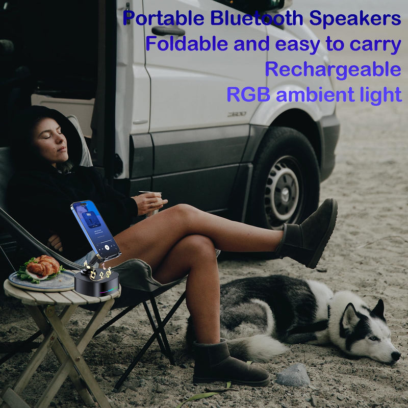 Bluetooth Speaker with Wireless Charging and Cell Phone Stand,Best Speaker Stand for iPhone/iPad/Samsung Galaxy,HD Surround Sound Perfect for Home and Outdoors,Creative Gift (Black) Black