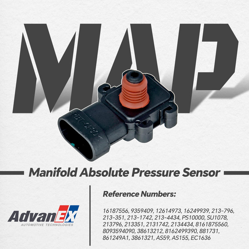 MAP Manifold Absolute Pressure Sensor Compatible with Chevrolet Astro/Impala/Silverado/Tahoe, Buick Lacrosse/Lucerne, Cadillac Escalade/STS Raplace 213-4434 16187556