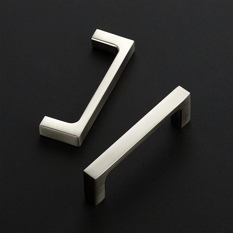 Ravinte 10 Pack Square Kitchen Cabinet Handles - Brushed Nickel Cabinet Hardware - 3 inch Hole Centers - Dresser Pulls - Slim Solid Drawer Handles 3 Inch Hole Center