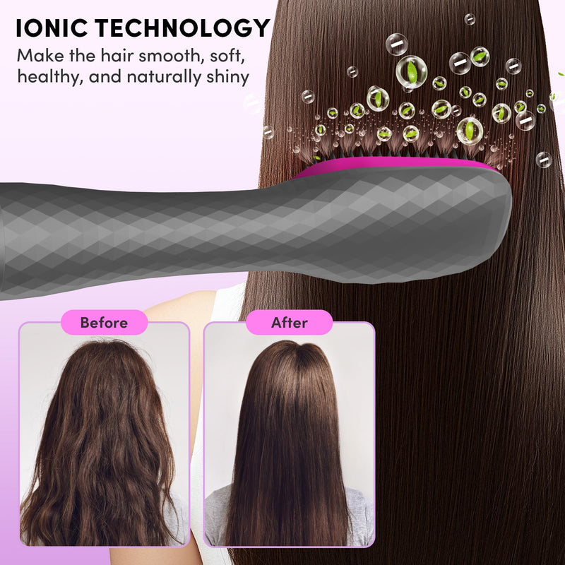 Hair Dryer Brush One Step Blow Dryer and Styler Professional 1200W Powerful Ceramic Tourmaline 3 Heat/2 Speed Settings (Gray) Gray