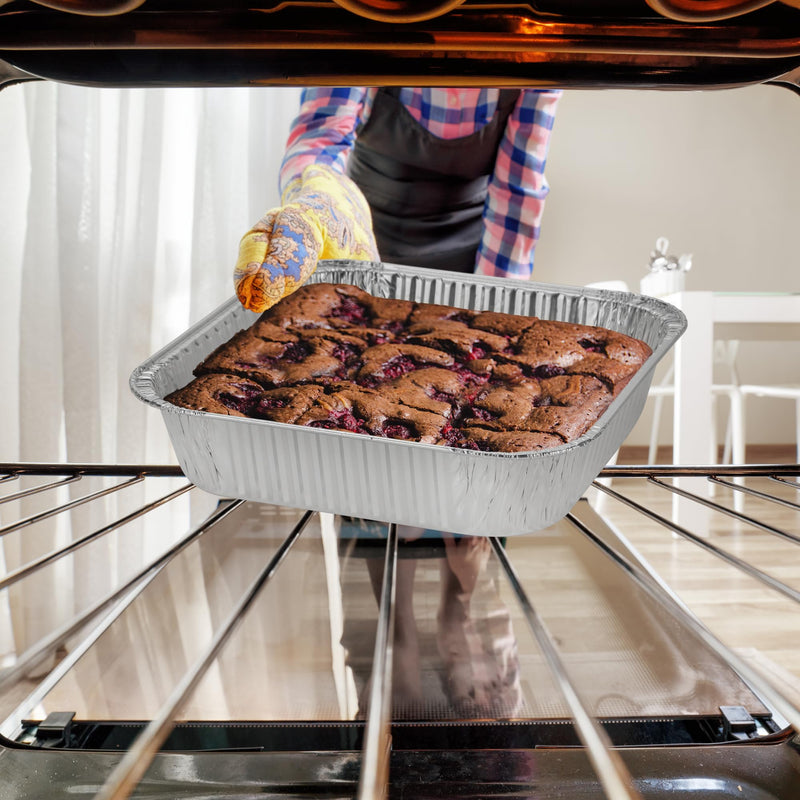 8x8 Aluminum Pans With Lids (20 Pack) 8 Inch Foil Pans With Covers - Cake Pans - Aluminum Square Pans With Lids - Disposable Food container - great For Cake Baking, Cooking, Freezing, Prepping Food Pans W/ Lids 20 Pack