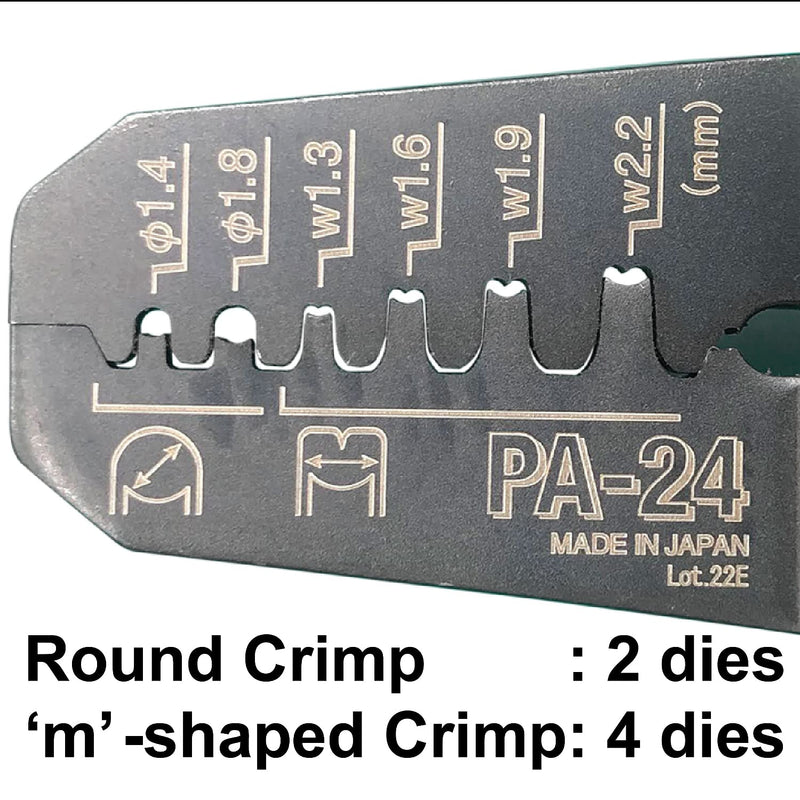 ENGINEER PA-24 Micro Connector Crimping Pliers Tool (Made in Japan) for JST XH, PH, EH & NH series, Molex Micro-Fit, KK series (AWG #32-#18) 4) For small and medium terminals (QI connector)