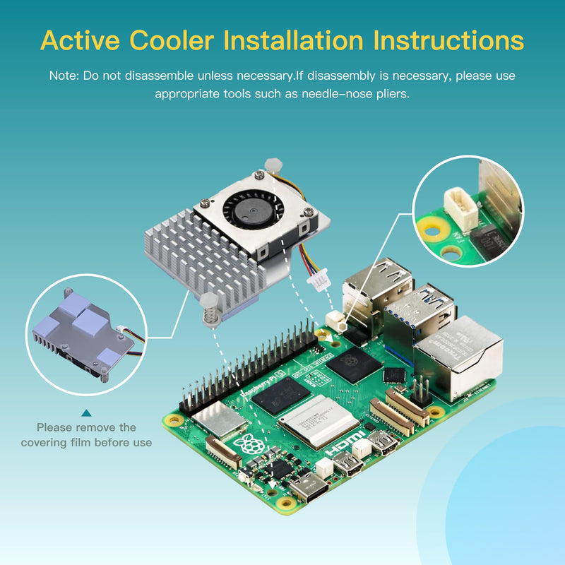 iRasptek Basic Starter Kit for Raspberry Pi 5 4GB RAM- Includes 4GB Board, 27W PD Power Supply and Active Cooler