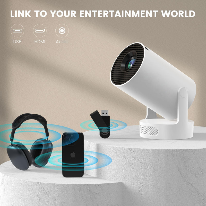 Mini Projector with WiFi and Bluetooth | 4K 1080P 170 ANSI Auto Keystone Correction | 210° Rotatable Portable Projector | 25"-110" Screen Video Projector for Smartphone/Laptop/PC HY300Ultra
