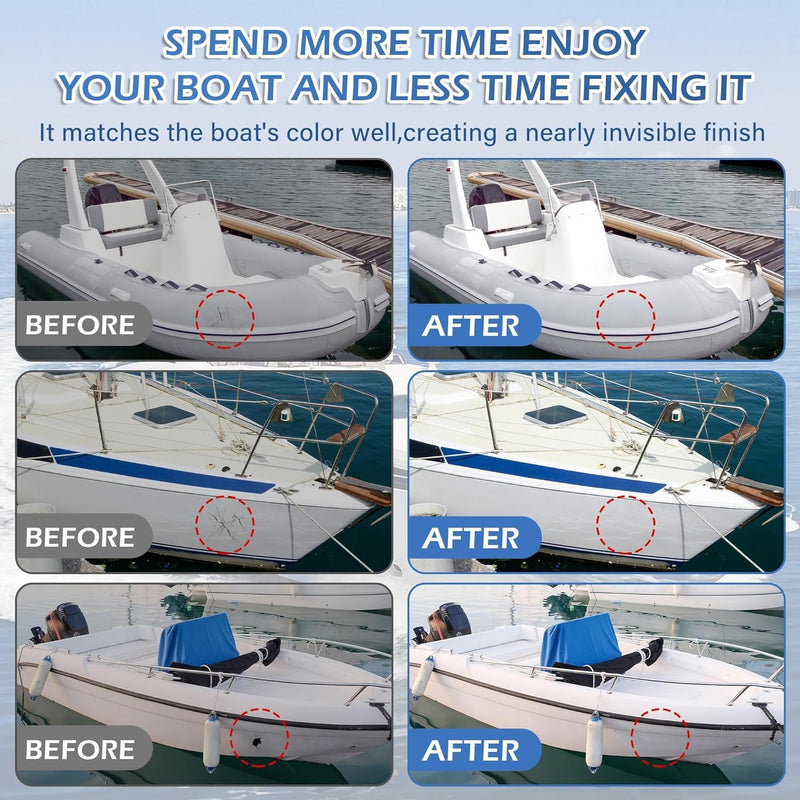 Marine Fiberglass Repair Kit for Boats, Gel Coat Kepair kit for Boats, Epoxy Filler for Repairs Cracks, Scratches, Debris, Holes, Gaps, Suitable for Fiberglass, Acrylic, Porcelain 100g-1.76oz