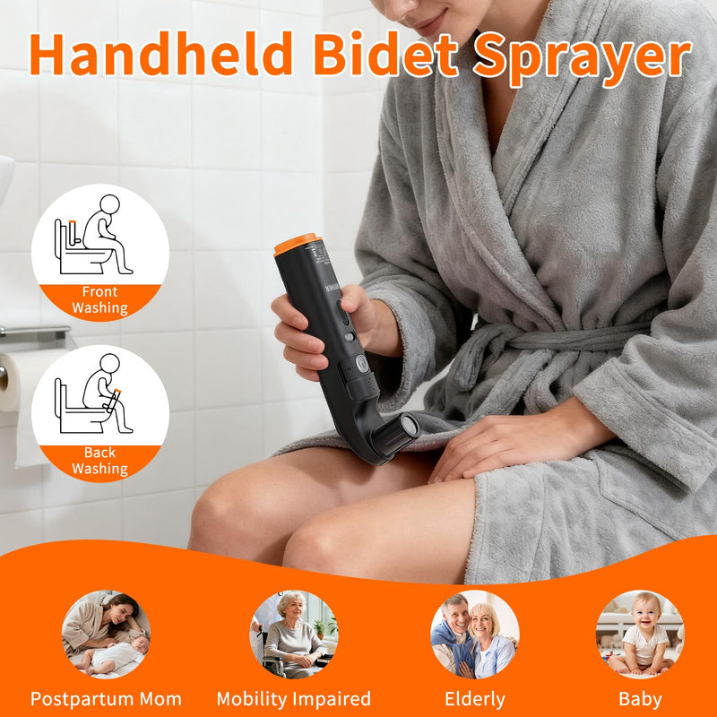 Portable Bidet & Shower for Travel, JUTIMER 2.5L&1600mAh Rechargeable Camping Shower, 2 Showerheads Bidet Sprayer, 2 Modes Waterproof Handheld Bidet, Outdoor Shower Kit for Hiking, Travel Black