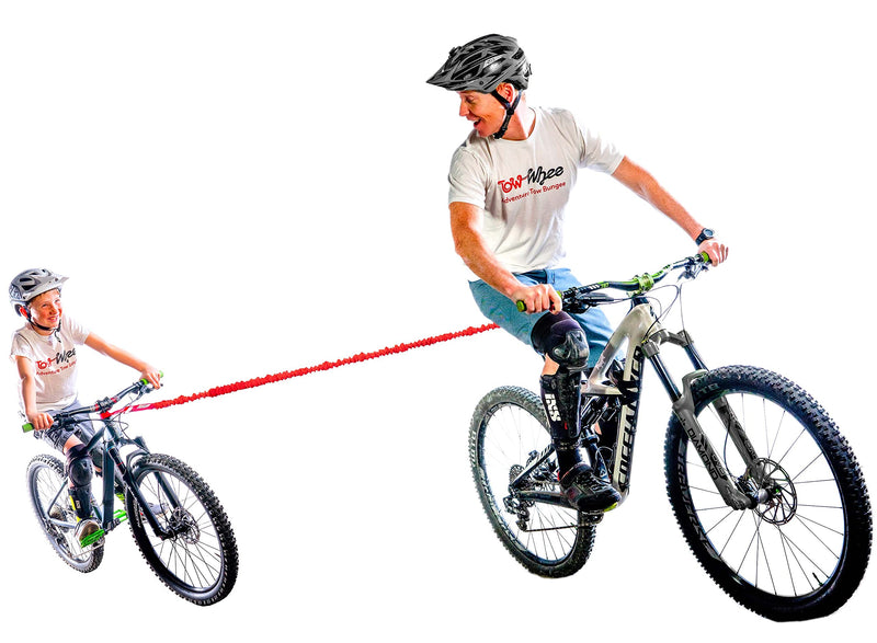 The Original Bike Bungee Tow Rope for Kids | MTB & Cycling Stretch Pull Strap for Riding Further with Your Child | Compatible with Any Bicycle Kids Original EZ Tab Red