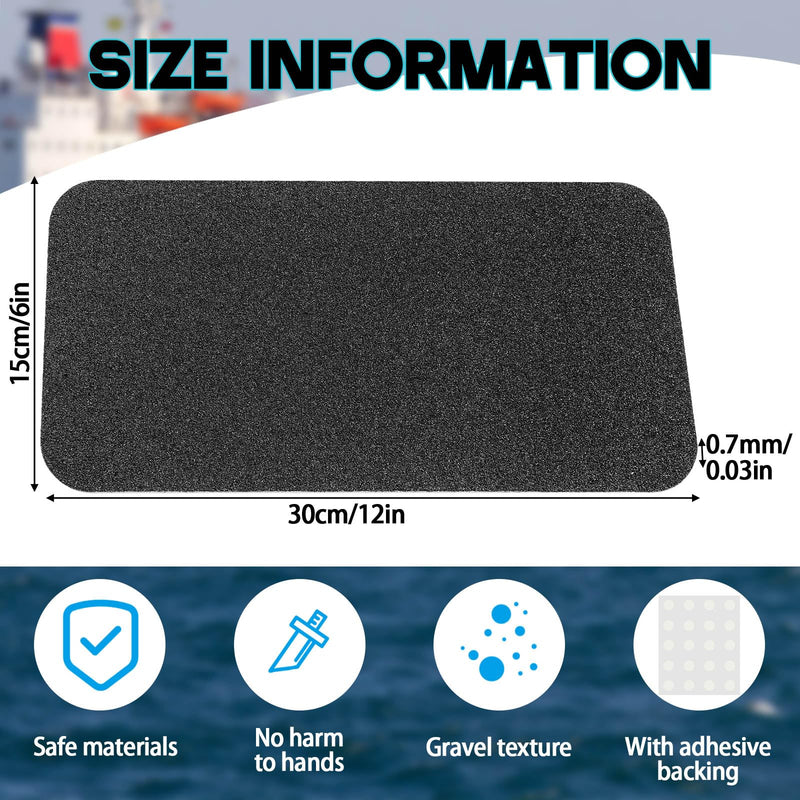 12 Pcs Marine Flooring for Boats Non Slip Pads 6 x 12inch Boat Trailer Steps Adhesive Traction Pads Anti-Slip Pre-Cut Traction Grip Tape Ship Flooring Tools Accessories