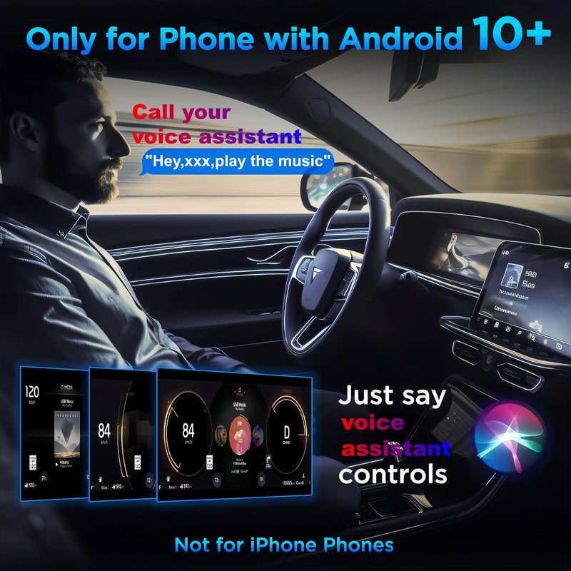 Android Auto Wireless Adapter - Instant Connection, Gray | Carplay wireless adapter, Converts Wired to Wireless, Compatible with Android 10+ & Cars from 2015