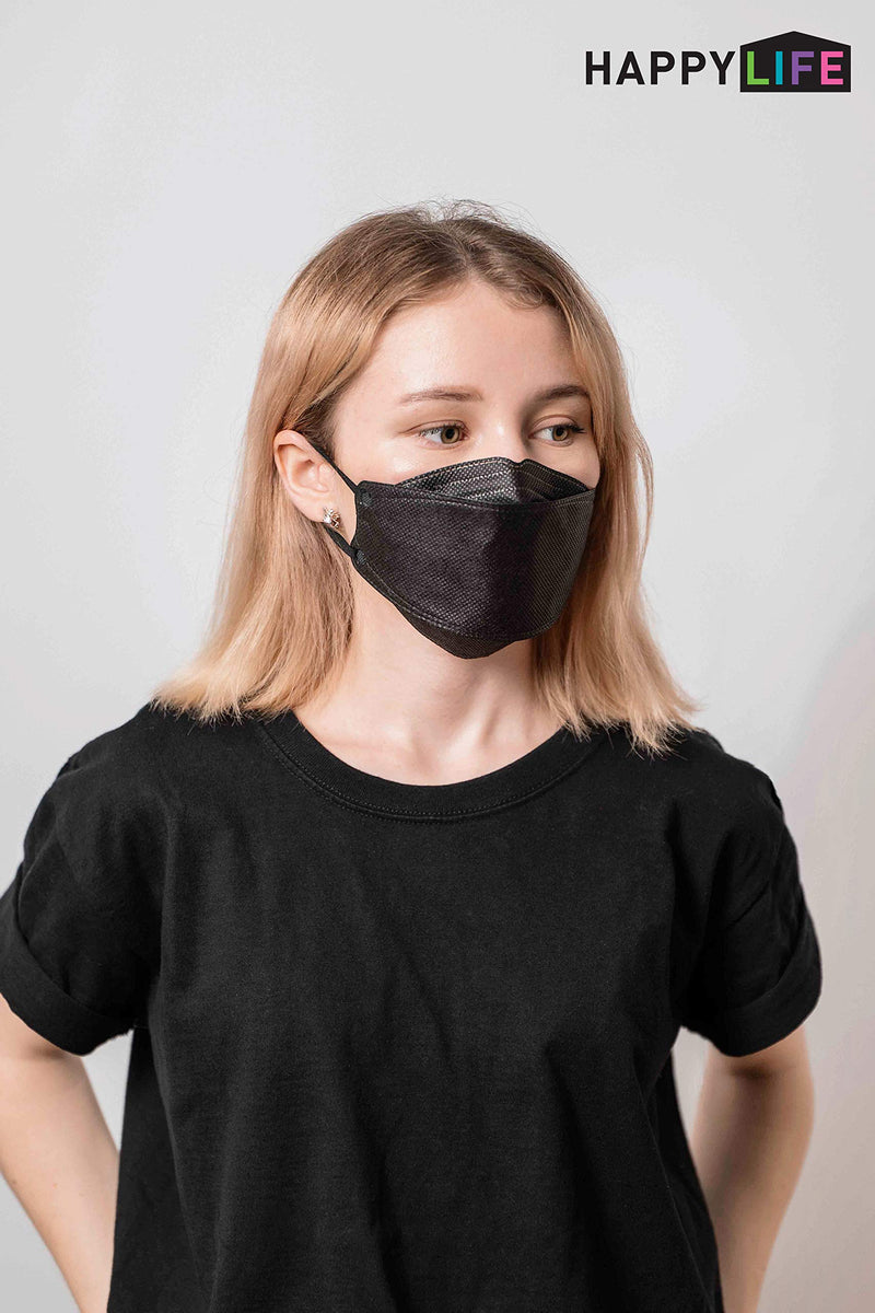 (30PCS) Good Day KF94 Black Face Masks, 4-Layer Filters Breathable Comfortable Nose, Made in Korea.