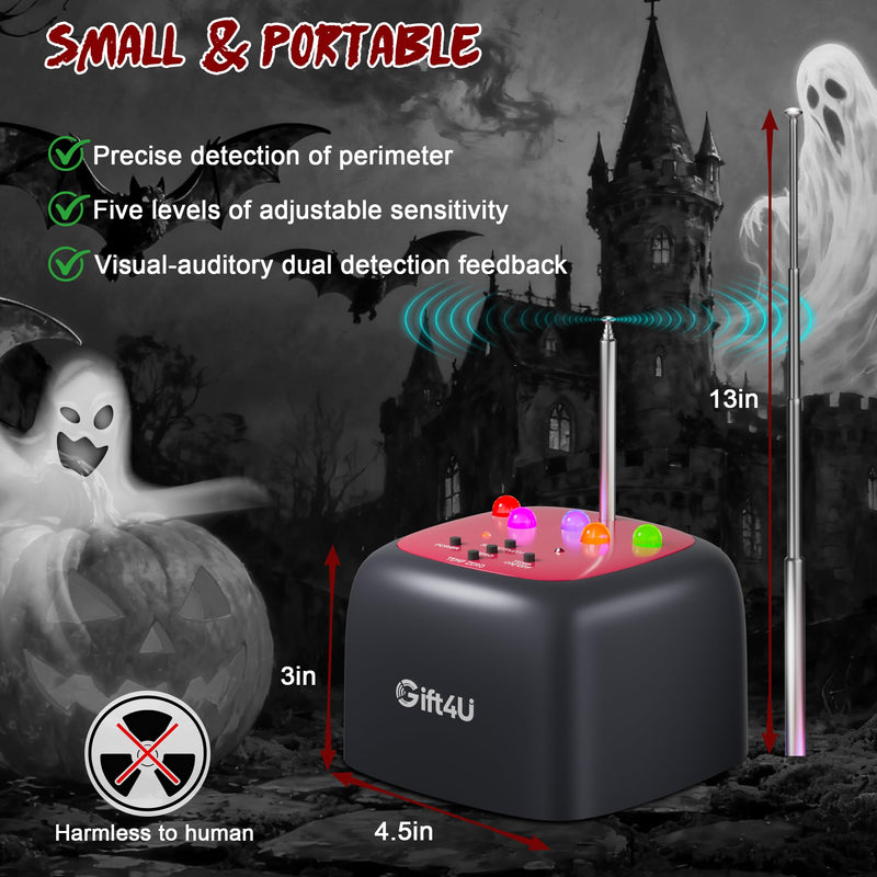 Ghost Hunting Equipment, Paranormal Investigation Equipment Portable Ghost Hunting Kit, EMF & Temp Sensor Detector with 5 Sensitivity Levels and Auto-Calibration, Halloween Gifts(Red) Red