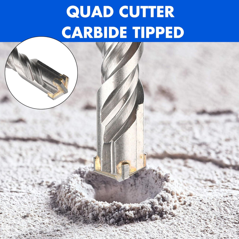 SOMADA 1-3/8-Inch x 15-Inch SDS MAX Long Drill SDS-MAX Rotary Hammer Drill Bit 4-Cutter Carbide Tip for Concrete, Brick, Stone and Masonry Drilling 1-3/8"x15"