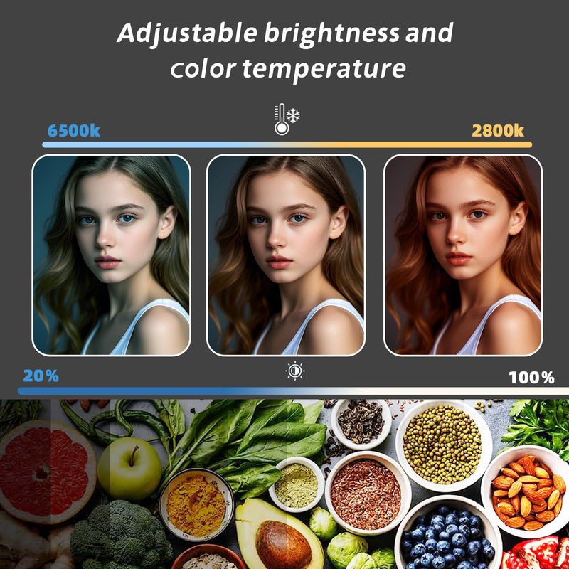 2-Pack LED Video Light Kit, Velvora 15W Photography Lighting with 28"-60" Adjustable Tripod & Phone Holder, 2700-7500K Bi-Color Dimmable Panel (CRI 95+), for Live Streaming, Podcast, Studio & YouTube