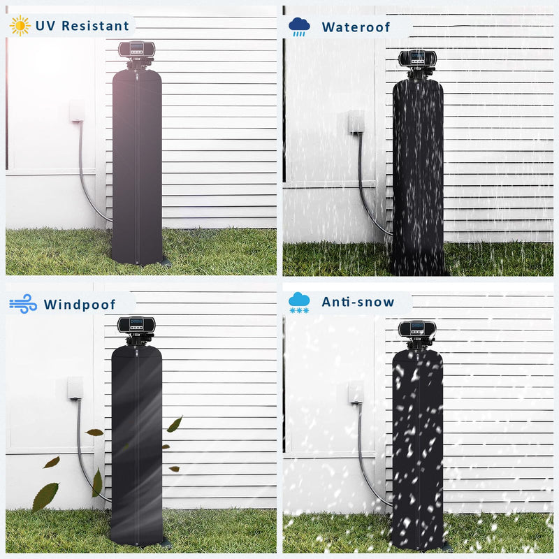 Water Softener Tank Jacket 10x54 Inch – 4mm Insulated Neoprene Cover to Prevent Sweating, Outdoor Water Softener Protector for Basement or Garage, Heavy-Duty Zippered Slip-On Design 10“x54"-Black