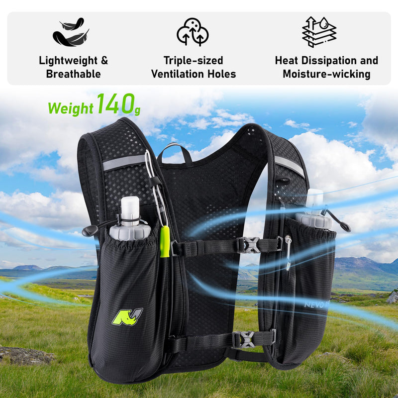 Hydration Running Vest for Women, Water Vest Backpack 5L Small, Lightweight Hydration Pack Mini Vest Women for Hiking, Trail Marathon Race (Pack with 1.5L Water Bladder) Black