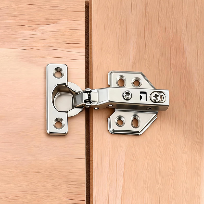 26mm Mini Cup Soft Close Hinge for Thin Door Full Overlay Concealed Cabinet Hinge with Screws Nickel Finish 4 Pcs 4 Pieces