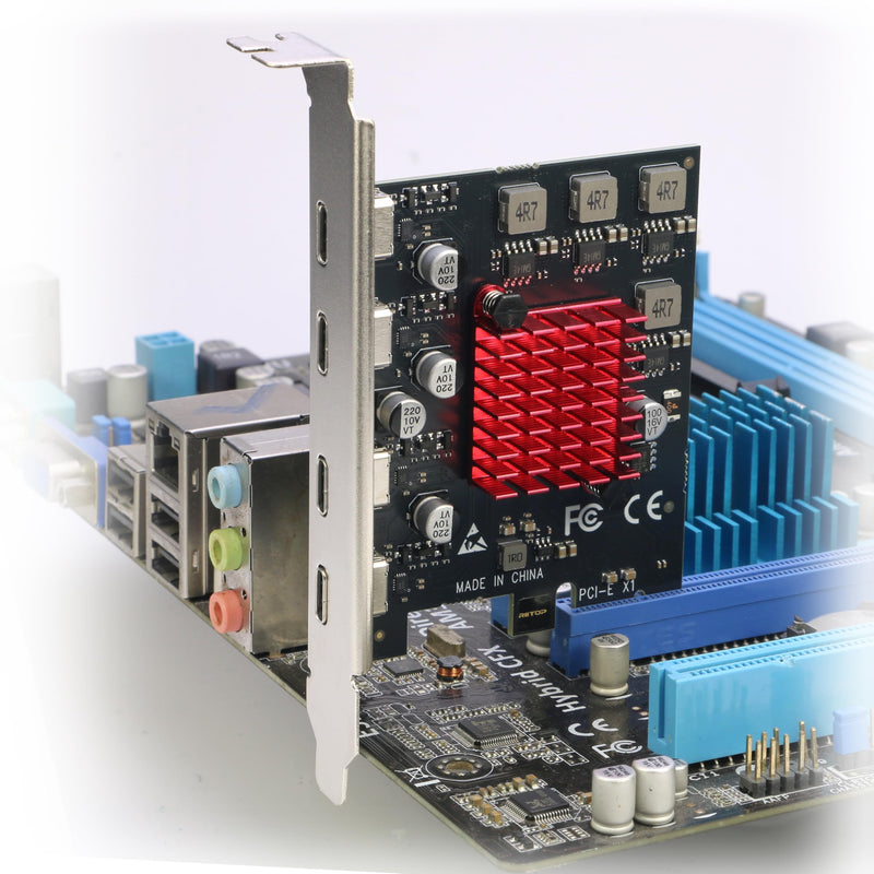 USB C PCIe Card, RIITOP PCIe x1 to 4Ports USB 3.2 Gen1 Type-C Expansion Adapter (No Additional Power Required)