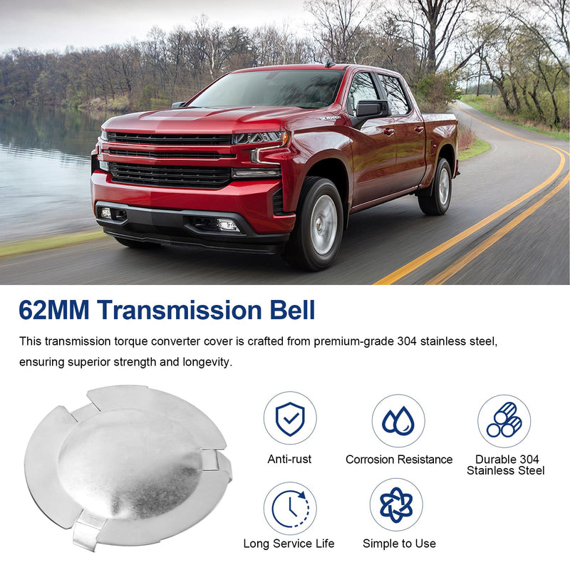 24205900 Transmission Bell Housing Inspection Cover, 62MM Transmission Cap with 3 Tabs, Automatic Transmission Torque Converter Housing Plug for Chevrolet,for GM,for GMC,for Buick,for Cadillac 2 Pack