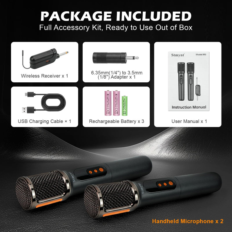 Upgraded Wireless Rechargeable Microphone, 2.4Ghz Cordless Handheld Microphone with 328FT Long Range, USB-C Charging Port 25 Hours Working Time Microphone for Karaoke Singing Speech Wedding DJ