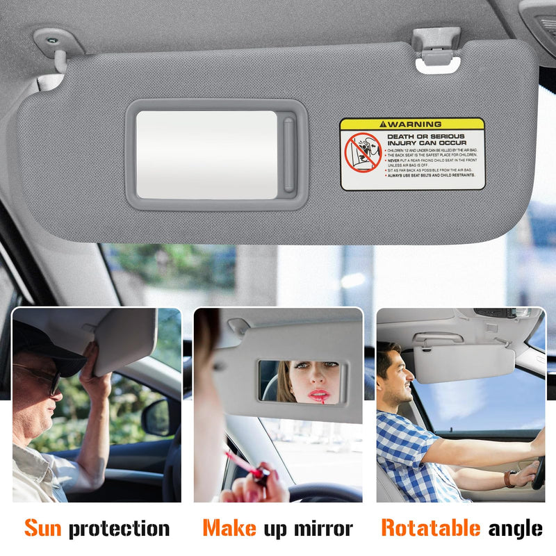 Sun Visor for 2011-2015 Hyundai Elantra, Left Driver Side Gray Sunvisor (NOT fit GT Model) Replacement 852103X000TX (Grey) Left Grey