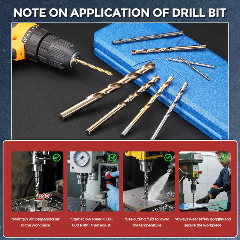 4pcs Drill Bit - [13mm Diameter] M35 5% Cobalt HSS Cutting Tool for Machining Hard Metal Steel Woodworking Handicraft Use, 135° Cutting Angle Gold 13mm 4