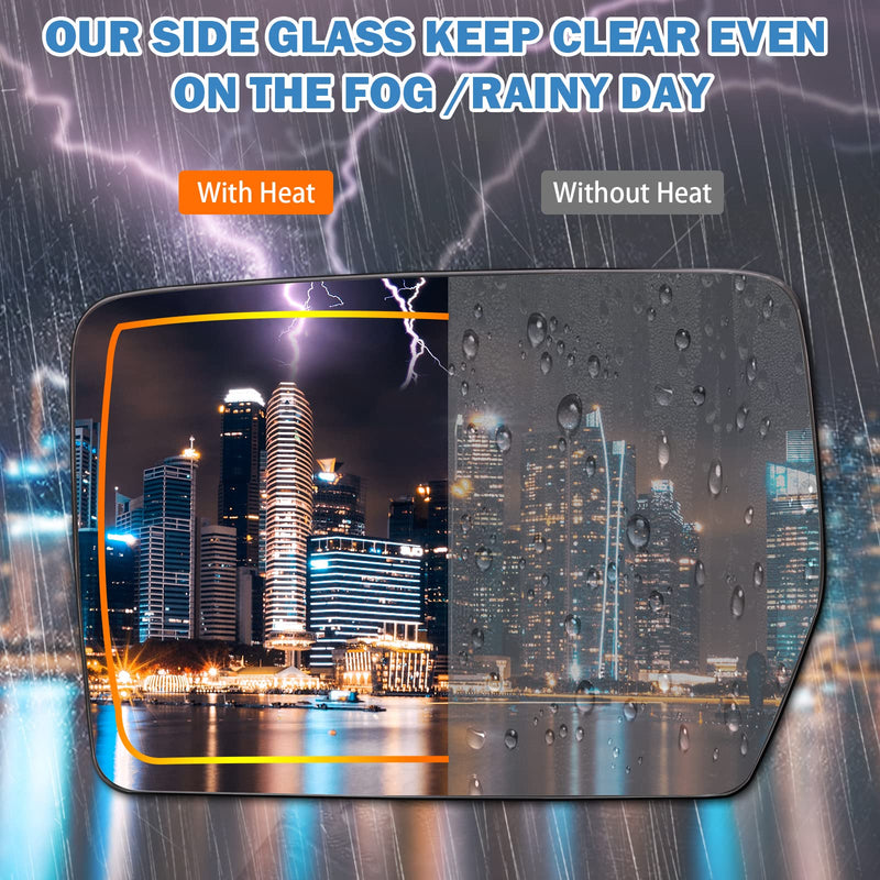 Driver Left Side Heated Mirror Glass Compatible with 2004-2014 Ford F150 - Exterior Side Rearview Convex Mirror w/backing Holder - Replace# 4L3Z-17K707-DB Driver Side (LH)