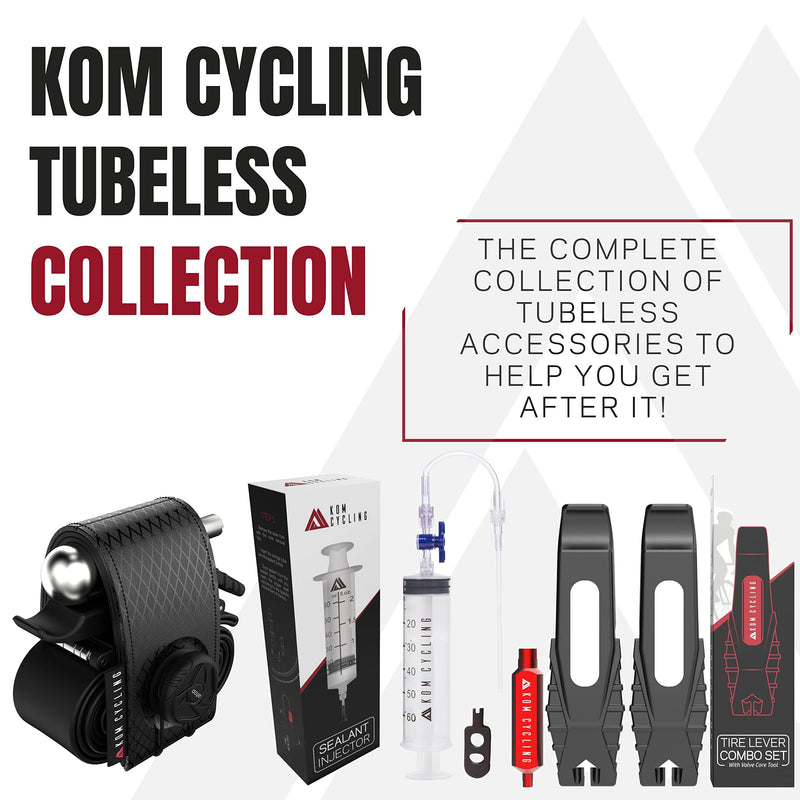 KOM Cycling Tubeless Tire Repair Kit for Bikes 8 Colors! Fixes Mountain Bike and Road Bicycle Tire Punctures Red (PRO with CO2 Inflator)