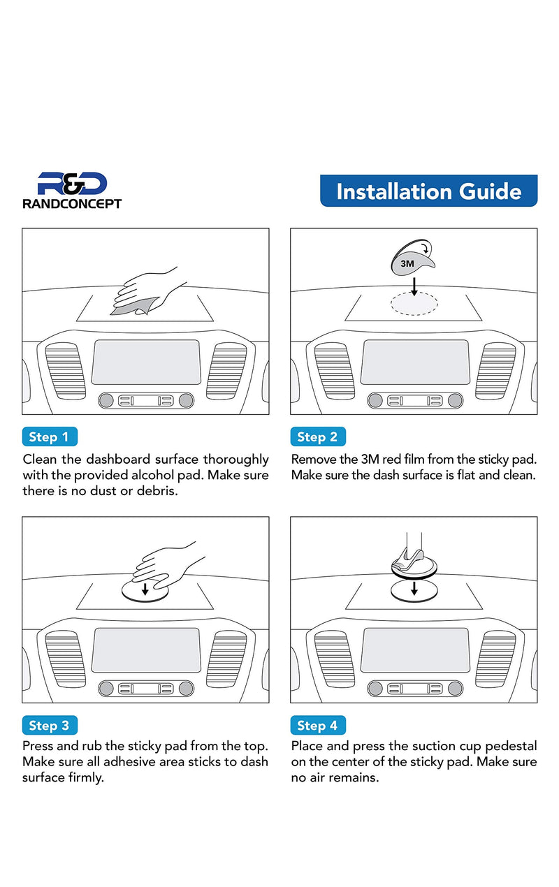 Randconcept - GPS Mount for Garmin | GPS Dashboard Mount Dash Windshield Window Car Holder for Garmin Nuvi RV Dezl Drive Drivesmart Driveassist and More