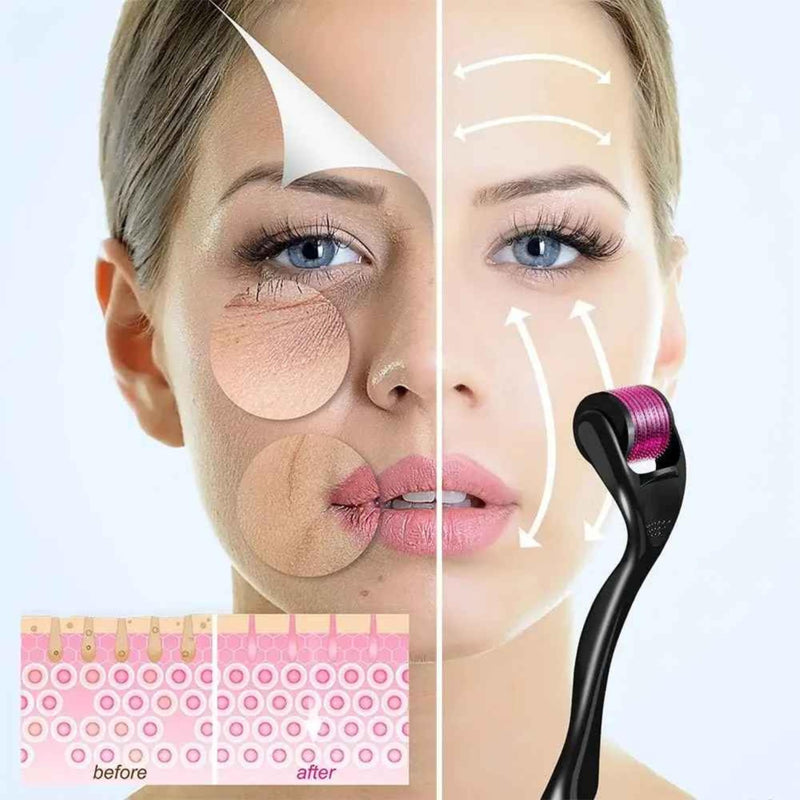 Derma Face Roller, 540 Needles Titanium Micro Derma Skin Care Roller for Hair Growth, Beard Roller for Wrinkles, Face Derma Skin Care Facial Roller and Beauty Massage Tools for Women and Men (0.75mm) 0.75