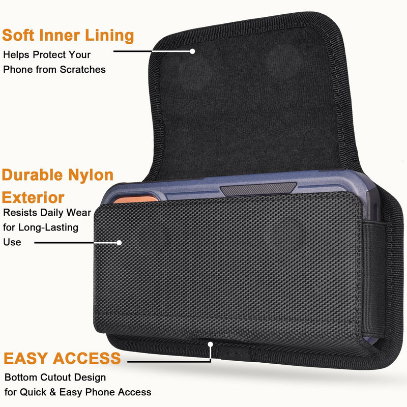 ykooe Phone Holster with Belt Clip Strong Magnetic Closure Heavy-Duty Nylon | Fits Galaxy S20-S26 Ultra with Standard Case, Secure Belt Loops, Easy Access, Outdoor Work, Everyday Protection for Samsung Ultra