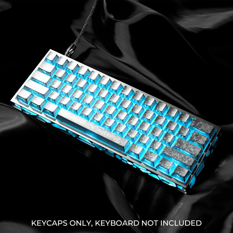 OHY XVX Silver Shine Through Keycaps,Cherry Profile Forged Carbon Side Printed 119-Key Keycaps for MX Switch ANSI Keyboard Sliver