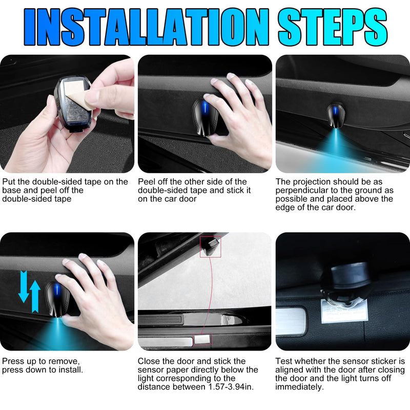 Car Door Lights,Door Lights Logo Projector Rechargeable,Car Door Projector Lights,HD Car Welcome Light for Cars Use at Night 2pcs. (for American Flag) for American Flag