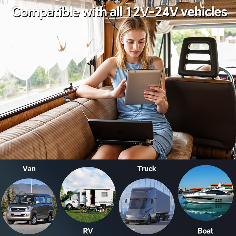 Acegoo RV USB Outlet All-Aluminum Type A + Type C Ports 12V/24V USB Charger, Recessed Mount 24W High-speed Charging Socket, PD3.0 & QC3.0 Fast Charger for Camper Trailer Van Car Boat Golf Cart Small Panel