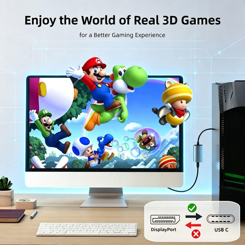 DisplayPort to USB C Adapter, 4K@120Hz Unidirectional Display Port Source to USB C Monitor Display for Studio Display, Portable Monitor Touchscreen, Nrea Air/Hua-wei VR Glass, Projector etc. USB C-07