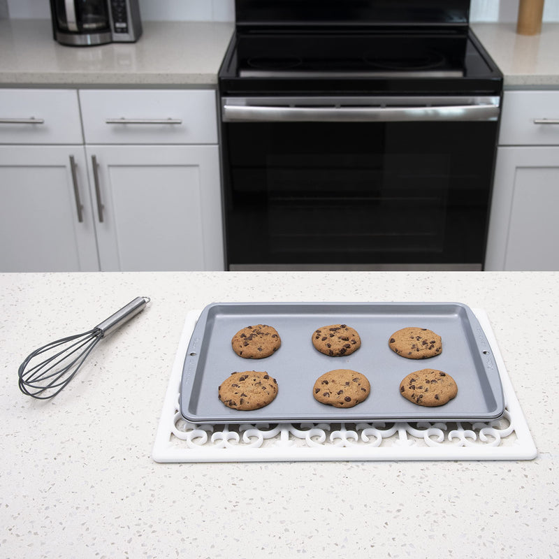 GASARE, Extra Large, Thick, Silicone Trivet for Hot Dishes, Pots, and Pans, Heat Resistant Mat for Countertop, Hot Pad for Kitchen, Easy to Clean, 16 x 12 x 3/8 Inches, White 16 x 12 Inches