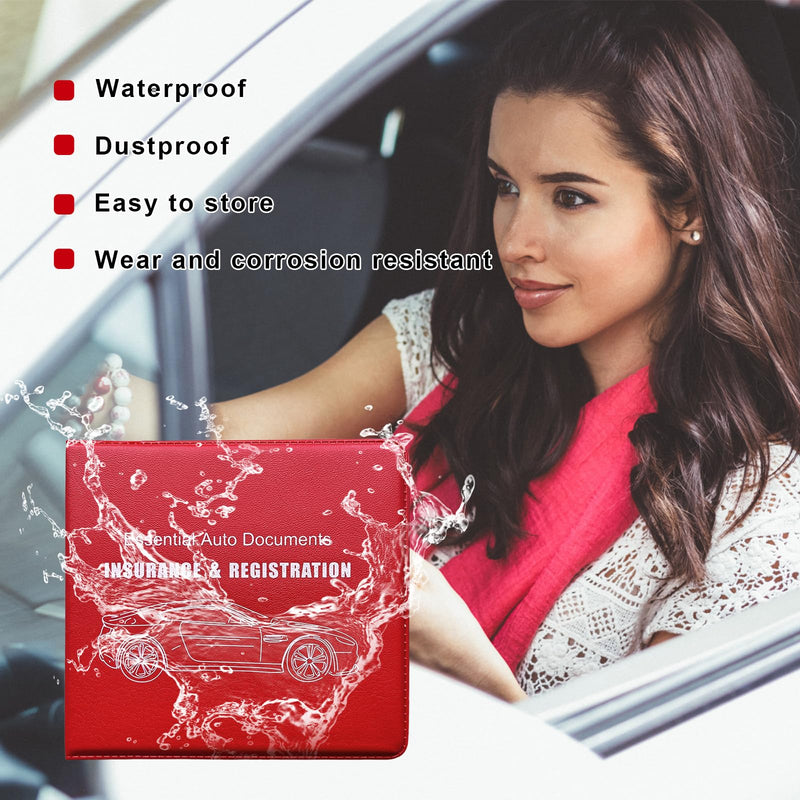 4PCS Car Registration Insurance Holder, Vehicle Glove Box Car Organizer with Magic Tape Closure, Driver License Keeper for Cars, Car Accessories (Big Car, Red Big Car, Red 4 PCS