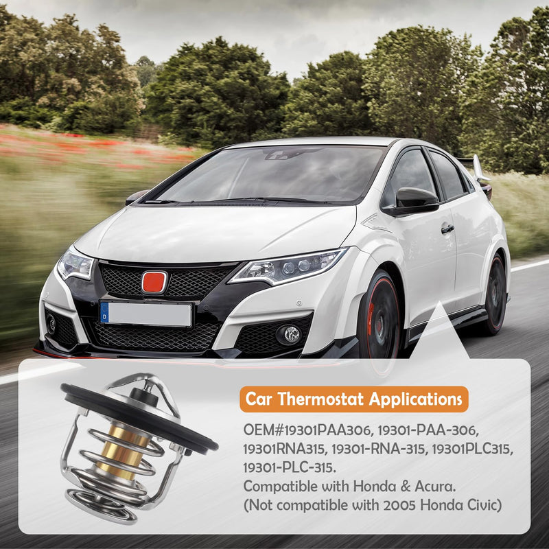 Thermostat for Car,Heavy Duty Engine Coolant Thermostat Compatible with Honda Civic Accord Acura EL CL,Automotive Replacement Engine Thermostats OEM#19301-PAA-306,19301-RNA-315
