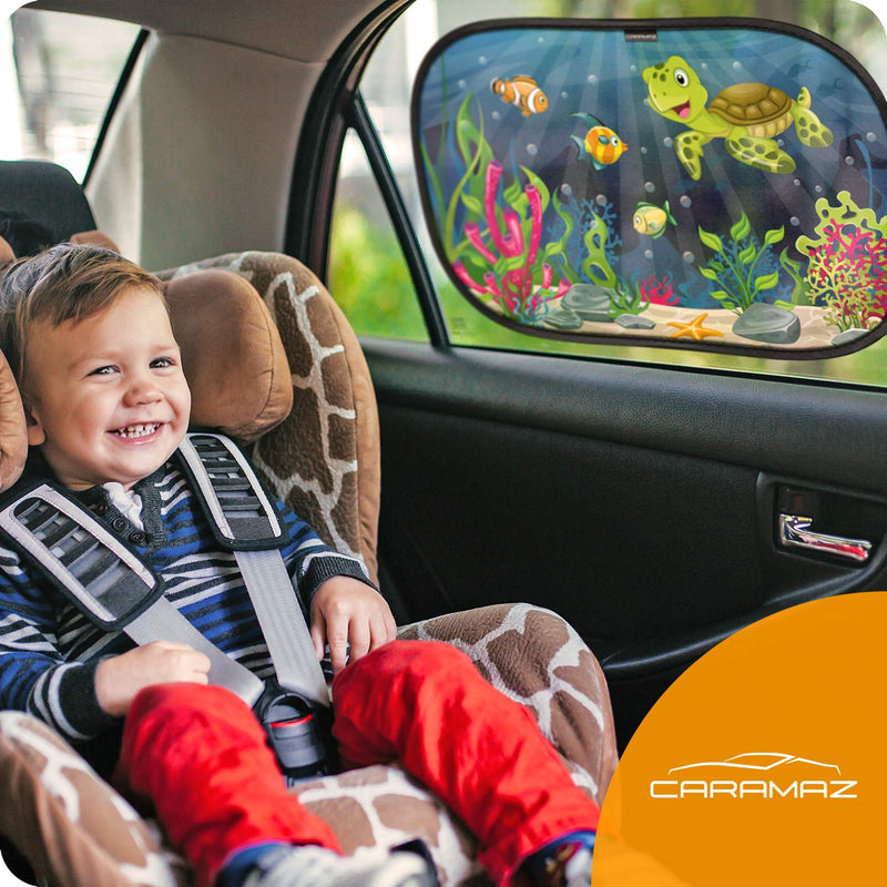 Car Window Shade for Baby with Certified UV-Protection 2 Pack - 20"x12" Ocean light